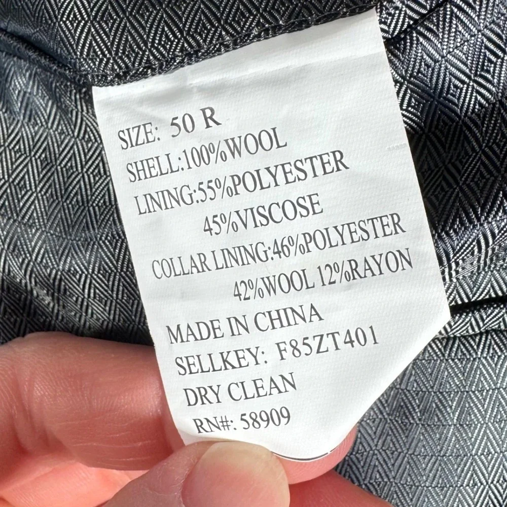 Turnbury Men's 50R Gray‎ Plaid Wool Blend Sport Coat Blazer Jacket